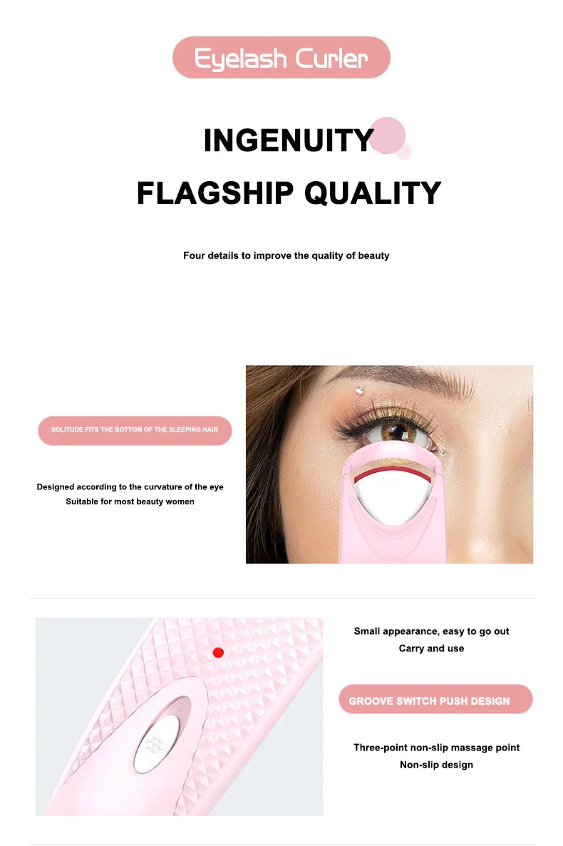Portable Electric Heated Eyelash Modeler, Heated Eye Lash, Durable, Curls, Thermal Curler, Makeup Tools