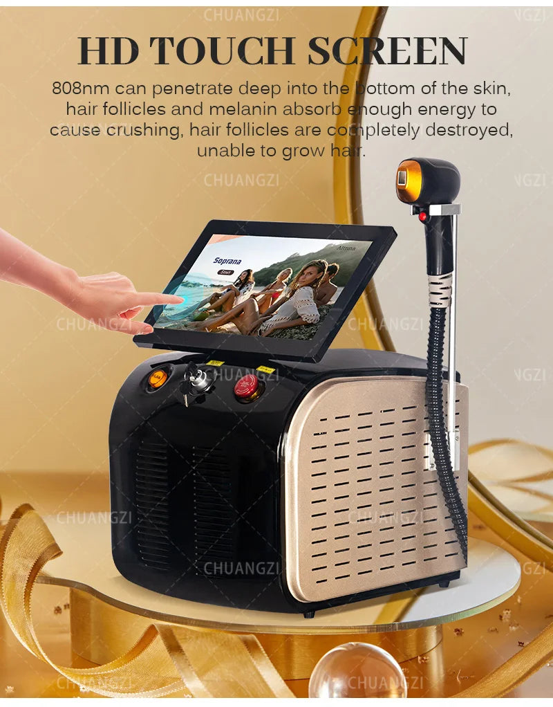 808nm Diode Laser Hair Removal Device 3000W Skin Rejuvenation Ice Alexandrit Permanent Cooling Head Painless Epilator Machine