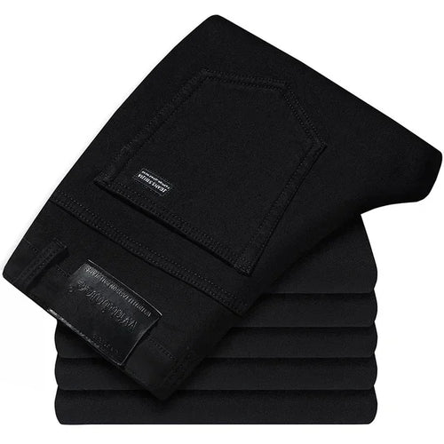 2024 New Spring Autumn Men Classic Jeans Business Fashion Straight