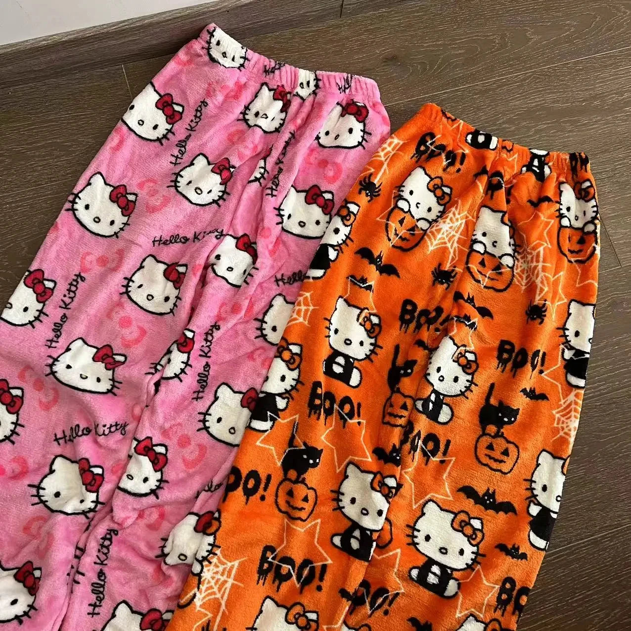 Sanrio Hello Kitty Flannel Pajamas Y2k Kawaii Anime Women'S Warm
