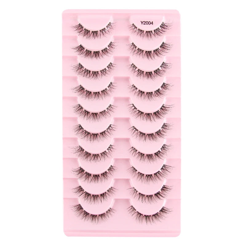 10 Pairs Faux Mink Eyelashes Handmade Natural False Eyelashes Soft Cross Messy Eye 3D Curly Eyelashes Extension Makeup Tools