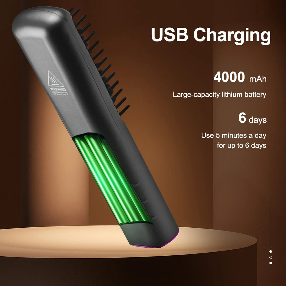 Heating Straightening Comb Hair Straightener Brush Men Quick Beard