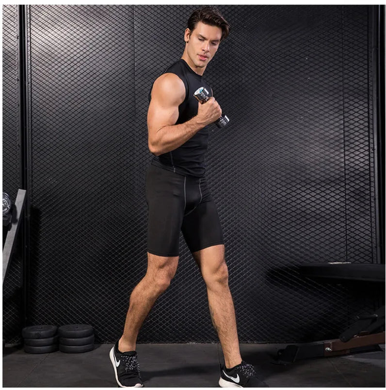 Men's Compression T-shirt Breathable Football Suit Fitness Tight Sportswear Riding Quick Dry Running Short Sleeve Shirt Sports