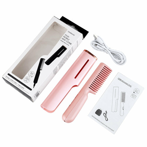 Electric Hair Straightener Brush Comb Mini Hair Curler