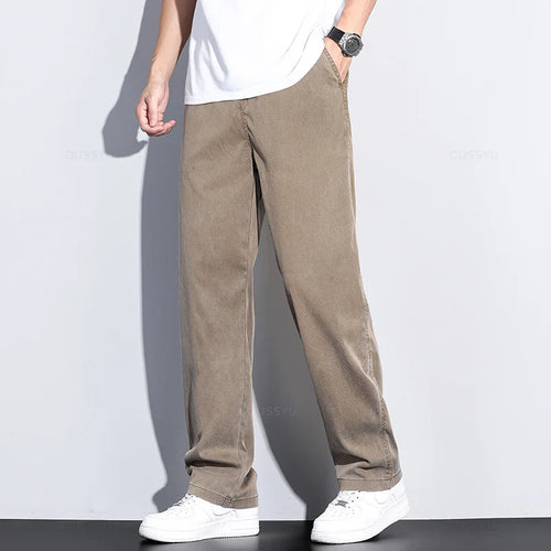 Brand Clothing Summer New Soft Lyocell Fabric Jeans Men Blue Elastic