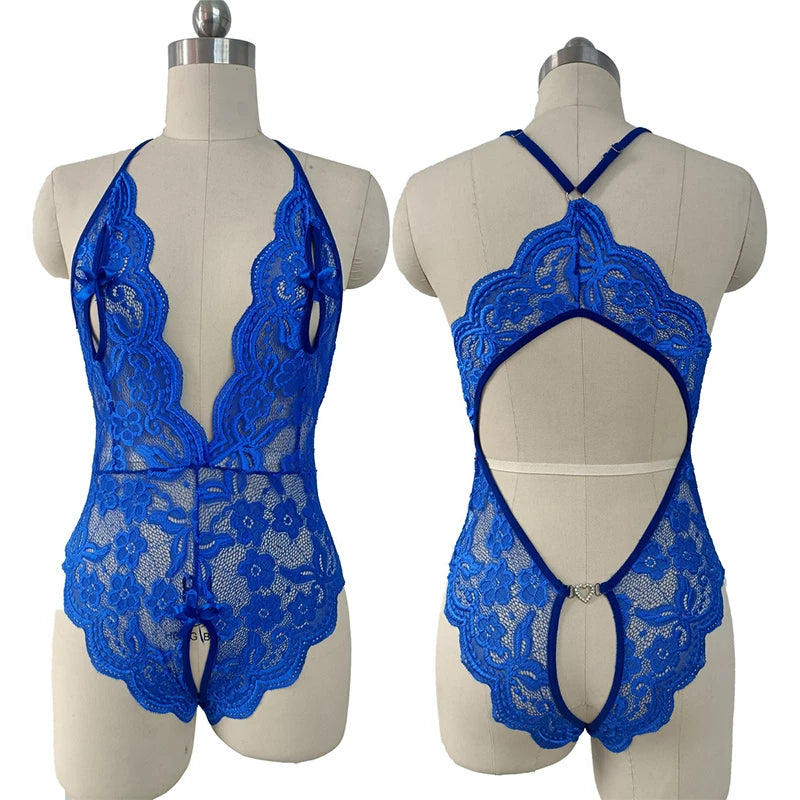 2024 Sexy Lingerie Woman Lace Transparent Underwear V Open Lace Brief bodysuit Delicate Bra Kit Push Up Breves Sets Erotic Bra