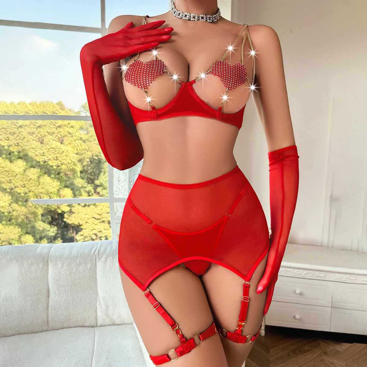 MUZISKAT Sexy Lingerie Saint Valentin Back Night Outfit Women Love Underwear Without Censorship Fantasy Wedding Porn Erotic Set