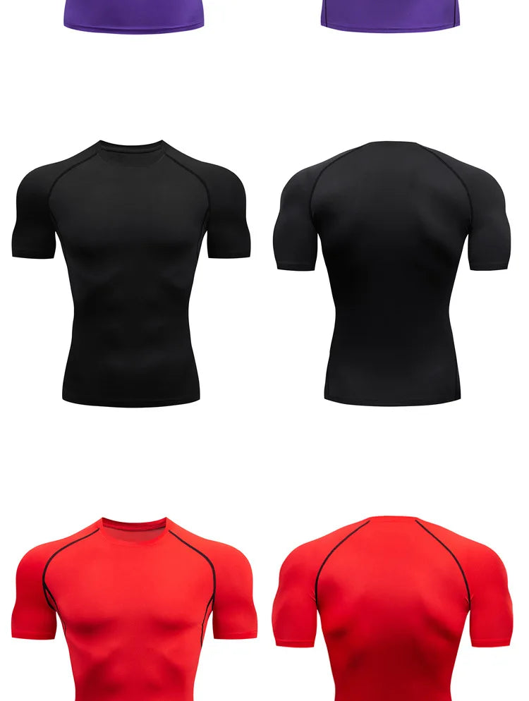 Men's Compression T-shirt Breathable Football Suit Fitness Tight Sportswear Riding Quick Dry Running Short Sleeve Shirt Sports