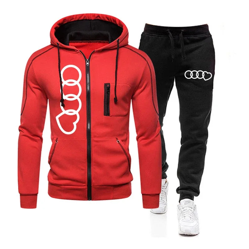 Men's Set Two Piece Set of Sports Zipper Jacket and Sports Pants Hoodie Outdoors Sweatshirts for Men Daily Casual Sportswear Man