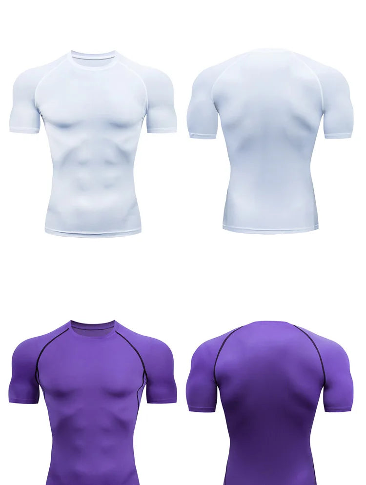 Men's Compression T-shirt Breathable Football Suit Fitness Tight Sportswear Riding Quick Dry Running Short Sleeve Shirt Sports