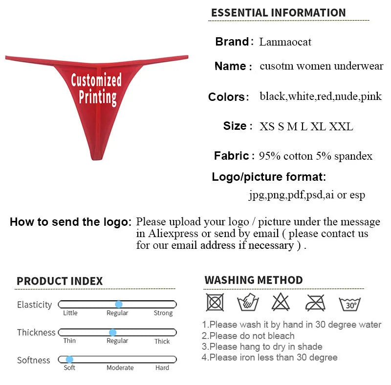 Female Cotton T Back Panties Underwear Customized G String Women Low Waist Thong Underwear Sexy Lingerie Plus Size