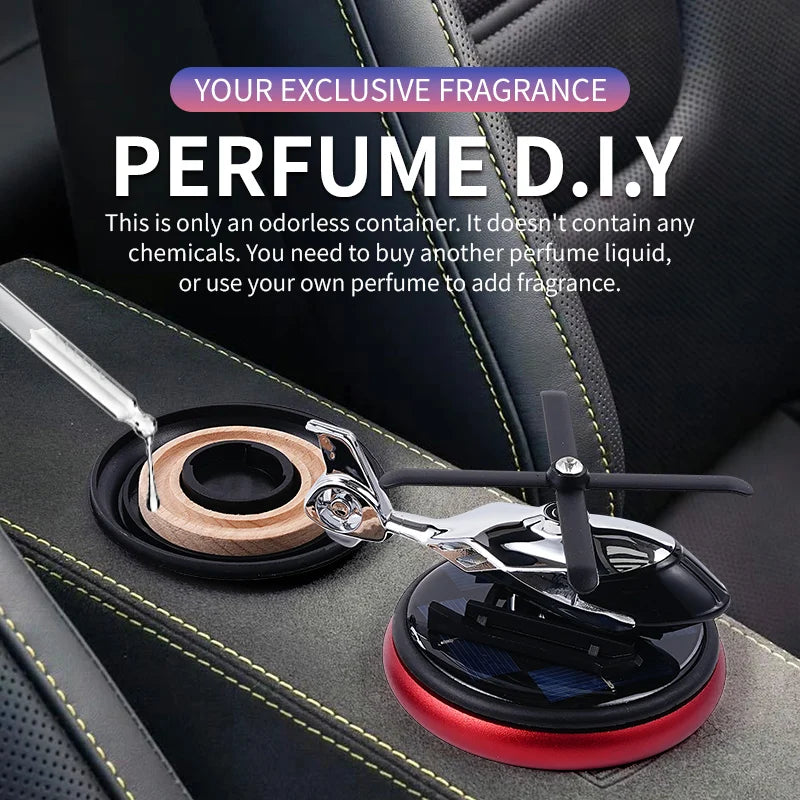 DIY Perfume Odorless car ornaments solar powered rotating helicopter