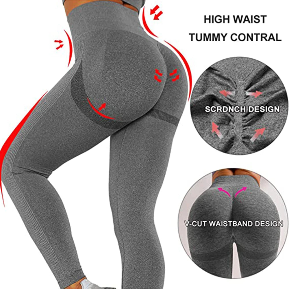 Gradient Leggings Fitness Women High Waist Workout Jogging Leggins Push Up Pants Gym Tights Stretch Energy Sportswear