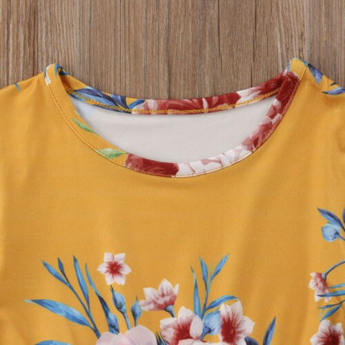 Toddler Kid Baby Girl Floral Horn Sleeve Party