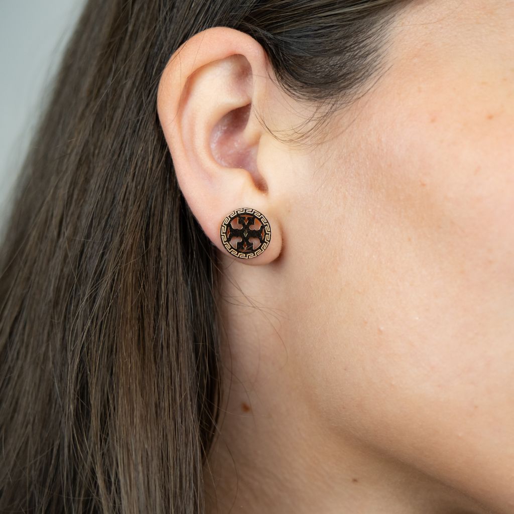 Large Round TB Elegant Rose Gold Plated Stud Earrings