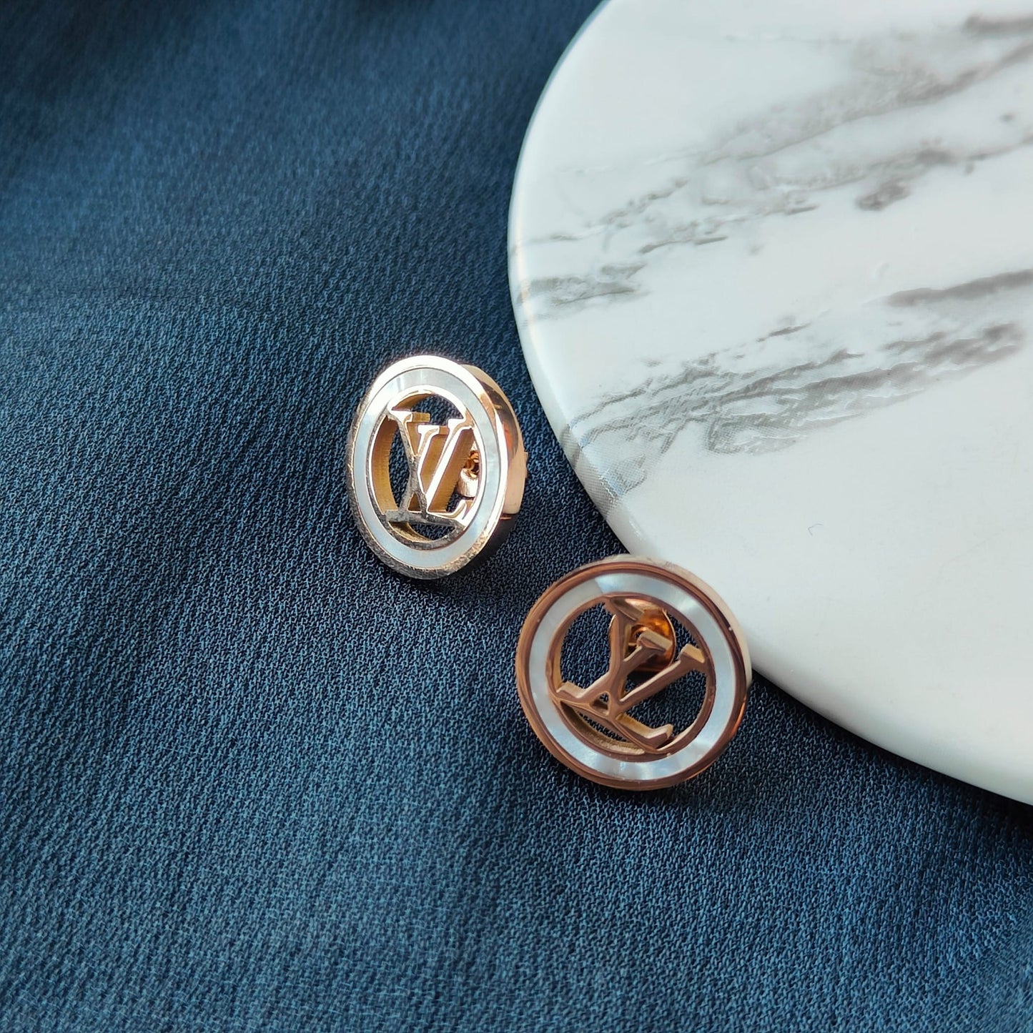 Large Round Elegant Rose Gold Plated Stud Earrings