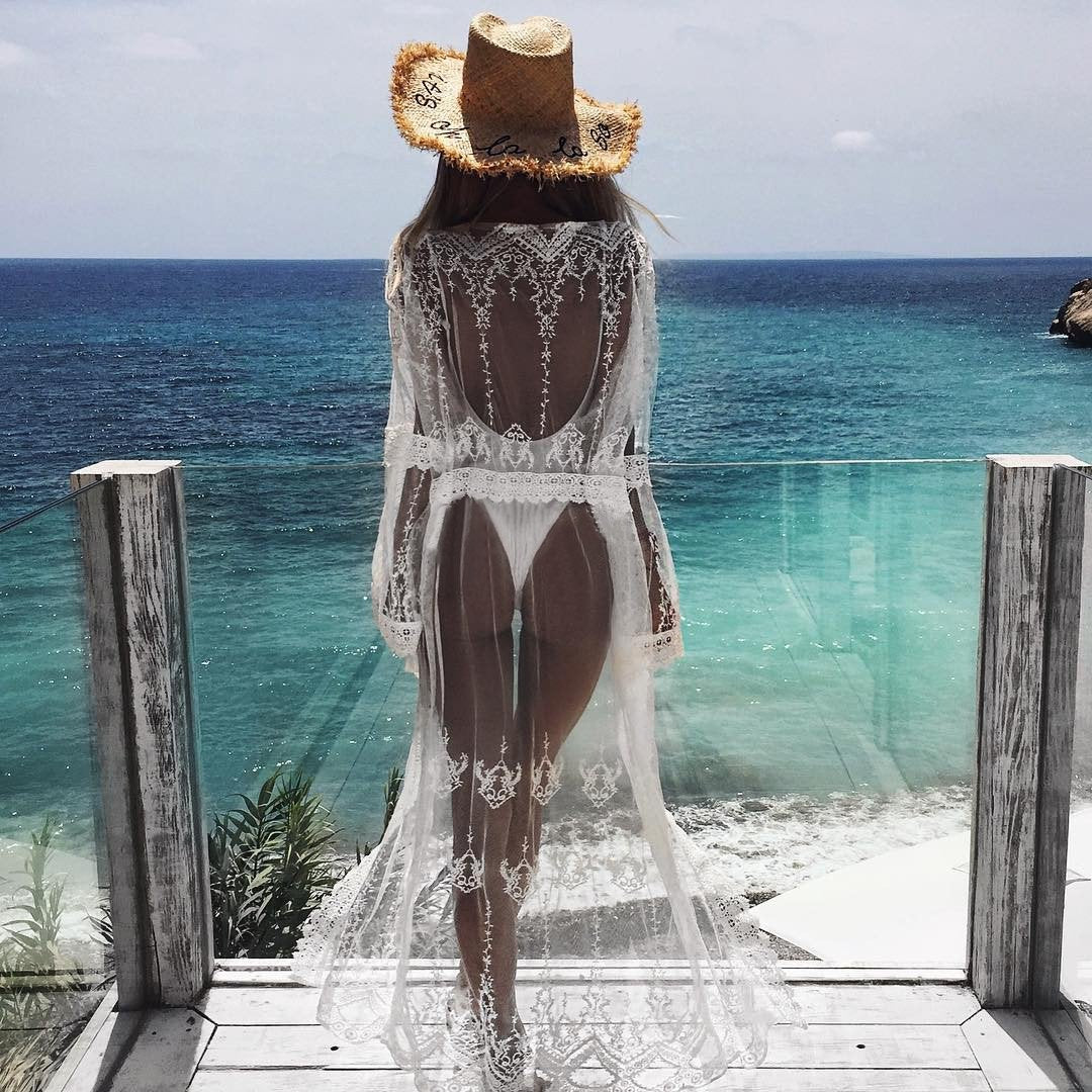 Women Romantic Chiffon Kimono Summer Lace Beach Holiday Cardigan Wrap
