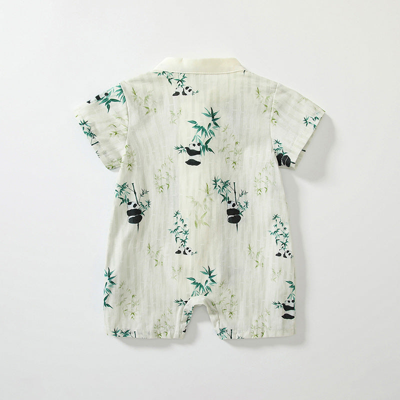 Summer Arrival Baby Unisex Short Sleeves Cute Panda Pattern Rompers