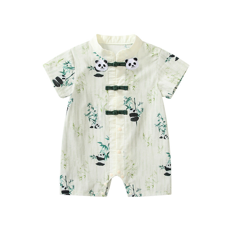Summer Arrival Baby Unisex Short Sleeves Cute Panda Pattern Rompers