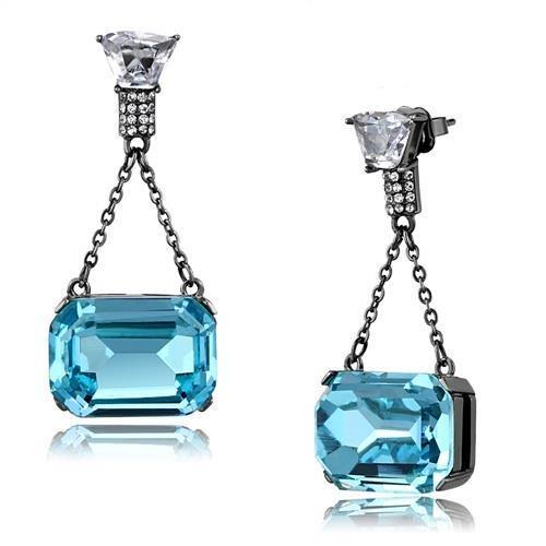 TK2713 - IP Light Black (IP Gun) Stainless Steel Earrings with Top
