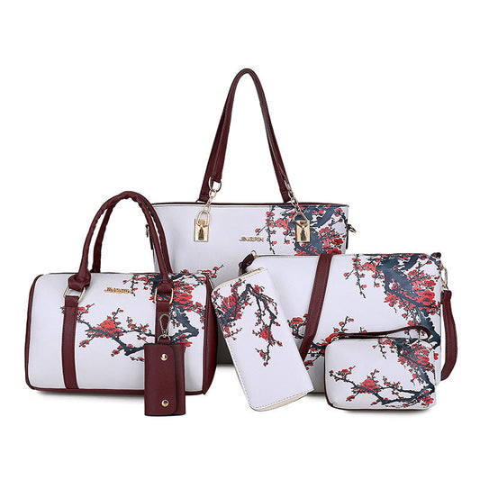 Six-Piece Printed One-Shoulder Handbags For Women