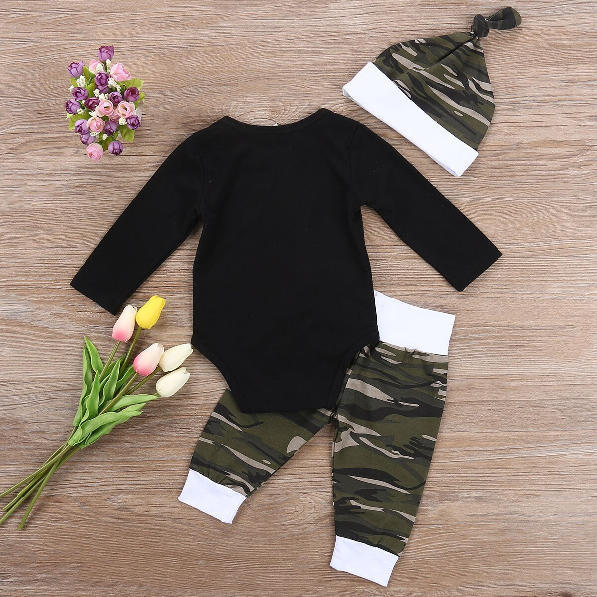 3 Pcs Newborn Toddler Baby Boys Camo Clothing Set