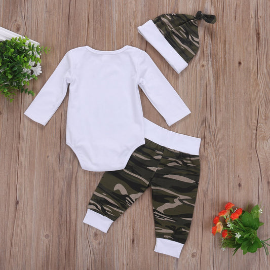3 Pcs Newborn Toddler Baby Boys Camo Clothing Set