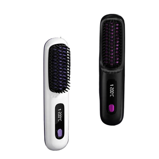 Cordless Hair Straightener Brush LCD Display Cordless Electric Hot