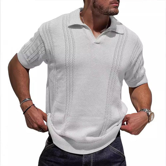 Knit Short Sleeve Men Polo Shirt