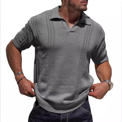 Knit Short Sleeve Men Polo Shirt