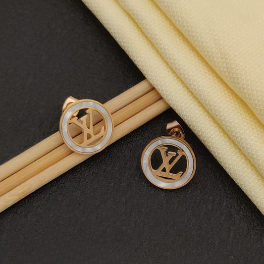 Large Round Elegant Rose Gold Plated Stud Earrings