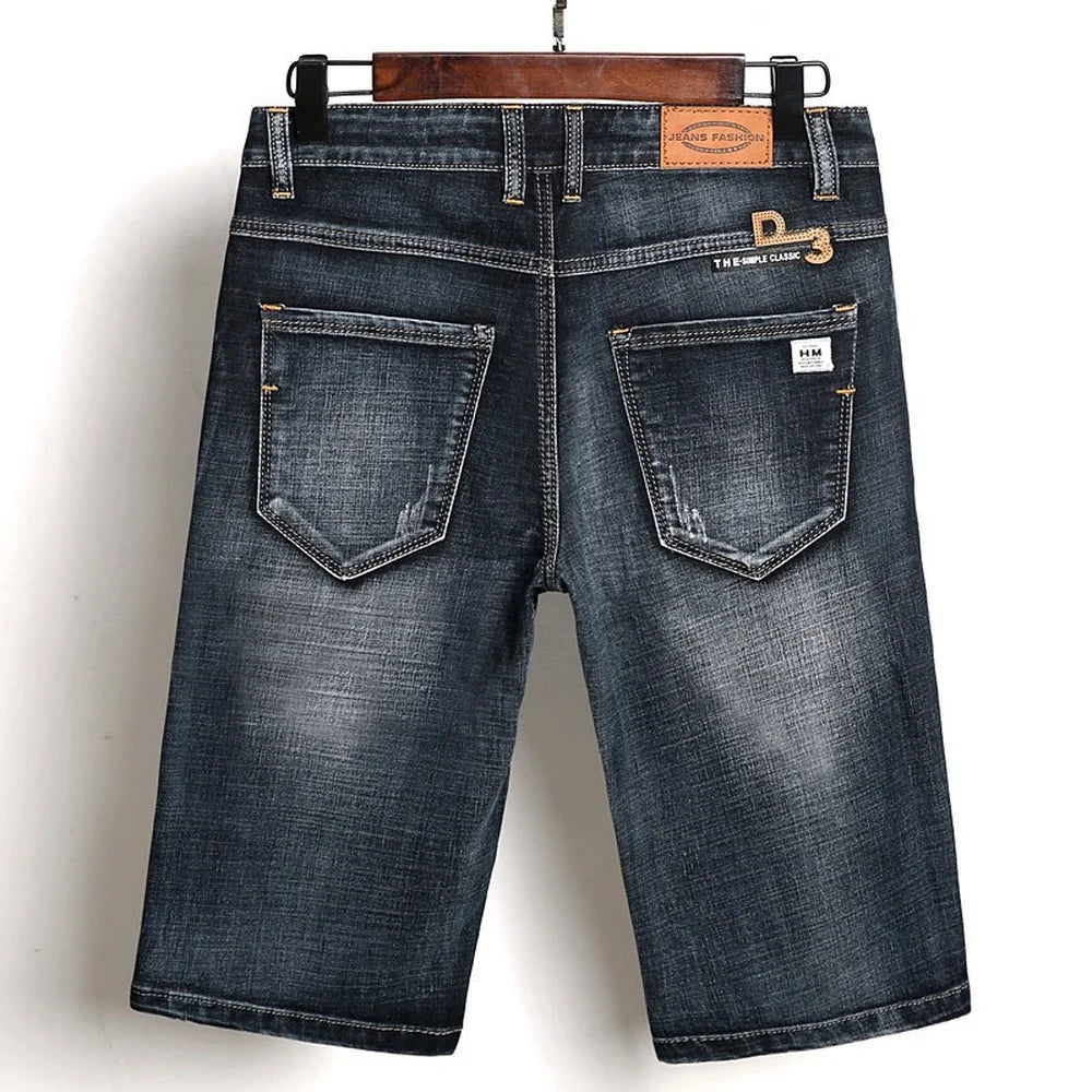 Casual Slim Fit Shorts For Men Demin Jogger Streetwear Style Male Clothes Short Pants Biker Knee Length Luxury Hip Hop Jeans CQY