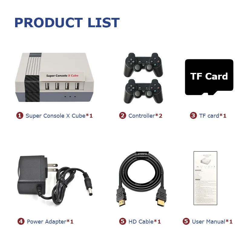 Kinhank Video Games Consoles Super Console X Cube Retro Game Console with 60,000+ Classic Games Compatible with PSP/PS1/DC,Etc