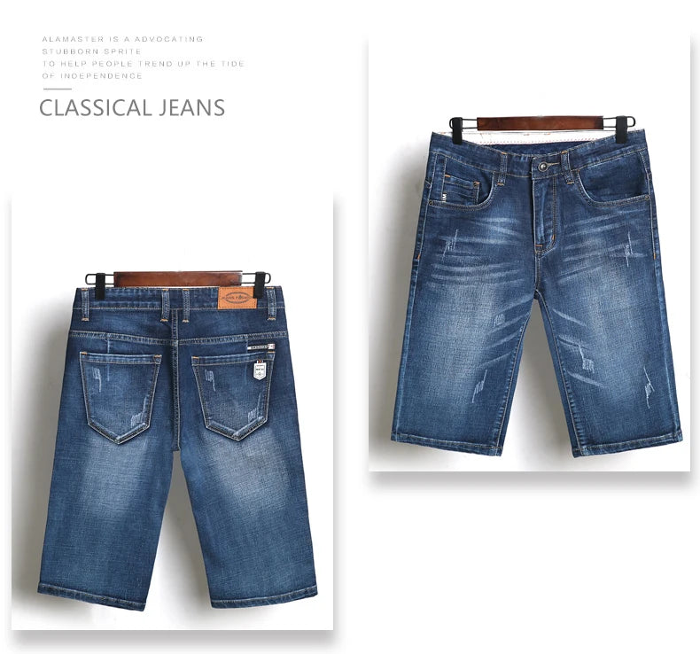 Casual Slim Fit Shorts For Men Demin Jogger Streetwear Style Male Clothes Short Pants Biker Knee Length Luxury Hip Hop Jeans CQY