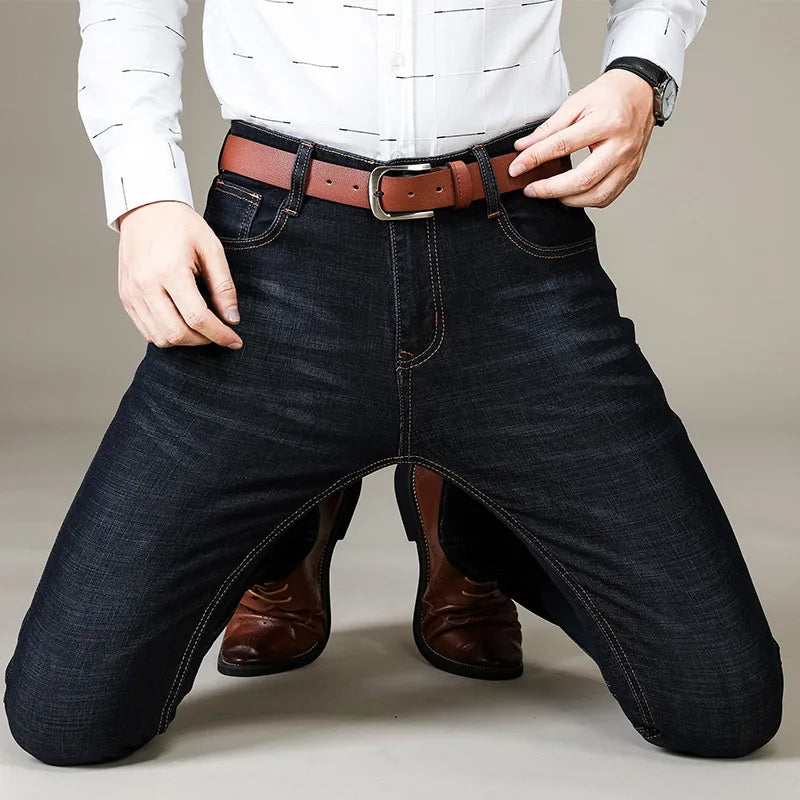 Autumn Classic Men's Fitted Stretch Jeans Business Casual Cotton Denim