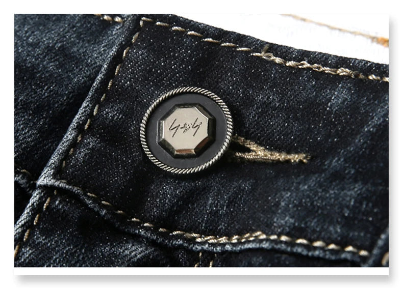 Casual Slim Fit Shorts For Men Demin Jogger Streetwear Style Male Clothes Short Pants Biker Knee Length Luxury Hip Hop Jeans CQY