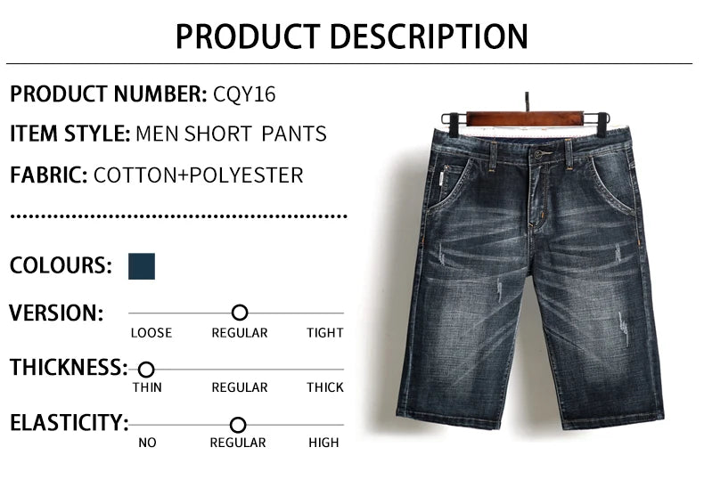 Casual Slim Fit Shorts For Men Demin Jogger Streetwear Style Male Clothes Short Pants Biker Knee Length Luxury Hip Hop Jeans CQY