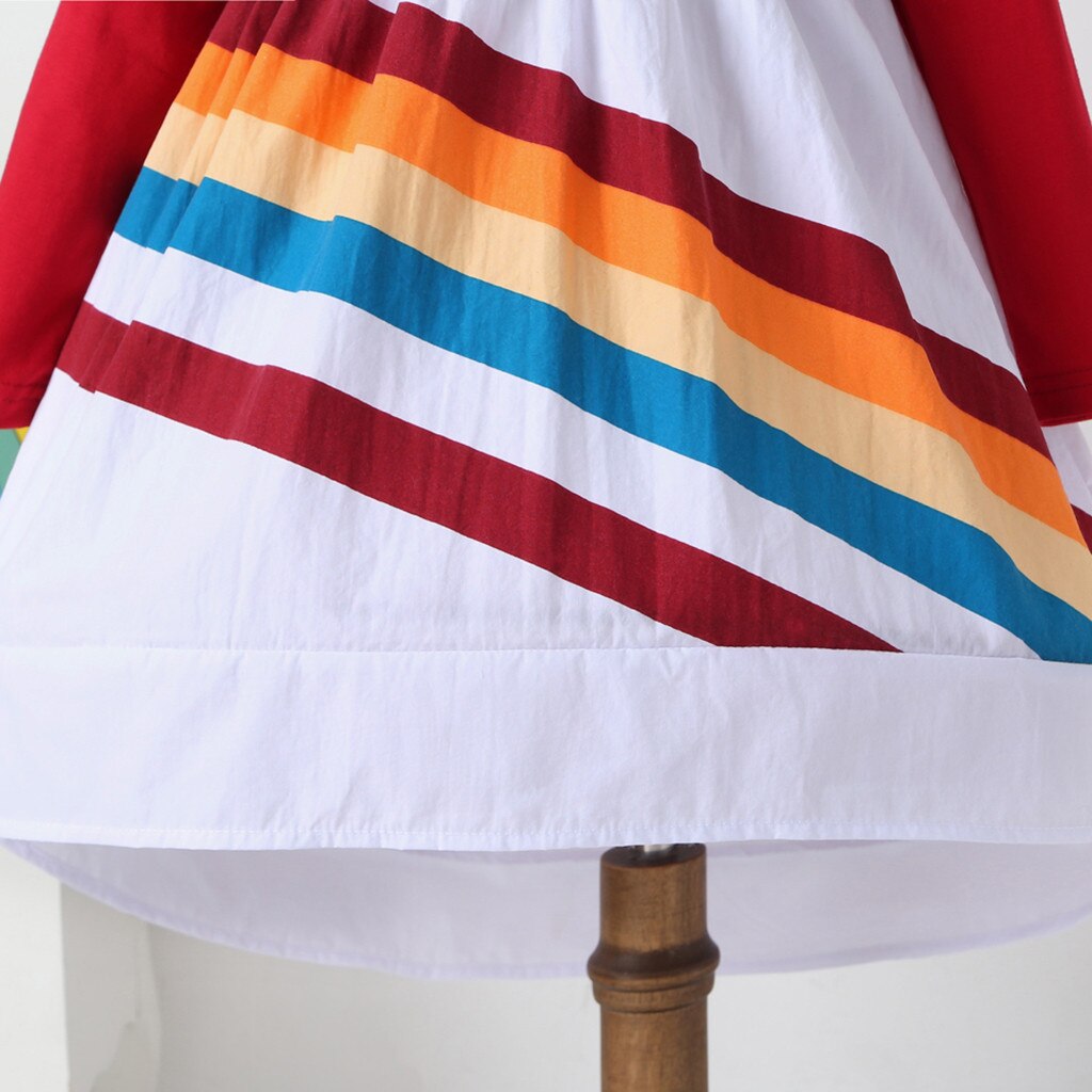 Kids Girls Rainbow Dress Splice Princess Pageant