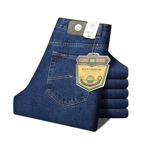 Men Business Jeans Classic Spring Autumn Male Cotton Straight Stretch