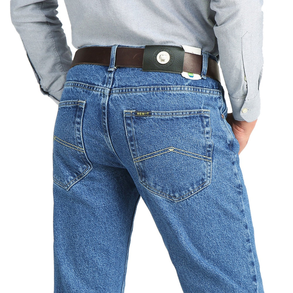Men Business Jeans Classic Spring Autumn Male Cotton Straight Stretch