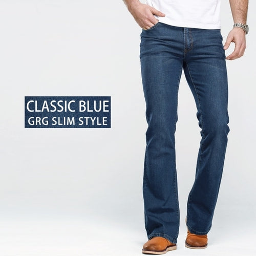 Mens Boot Cut Jeans Slightly Flared | Men's Jeans Trousers Stretch -