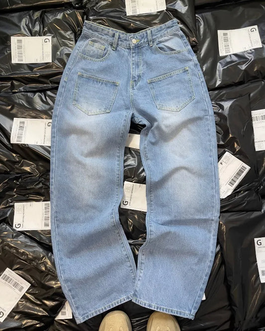 Y2K pants men Baggy Harajuku cherry blossom print pattern jeans Hip