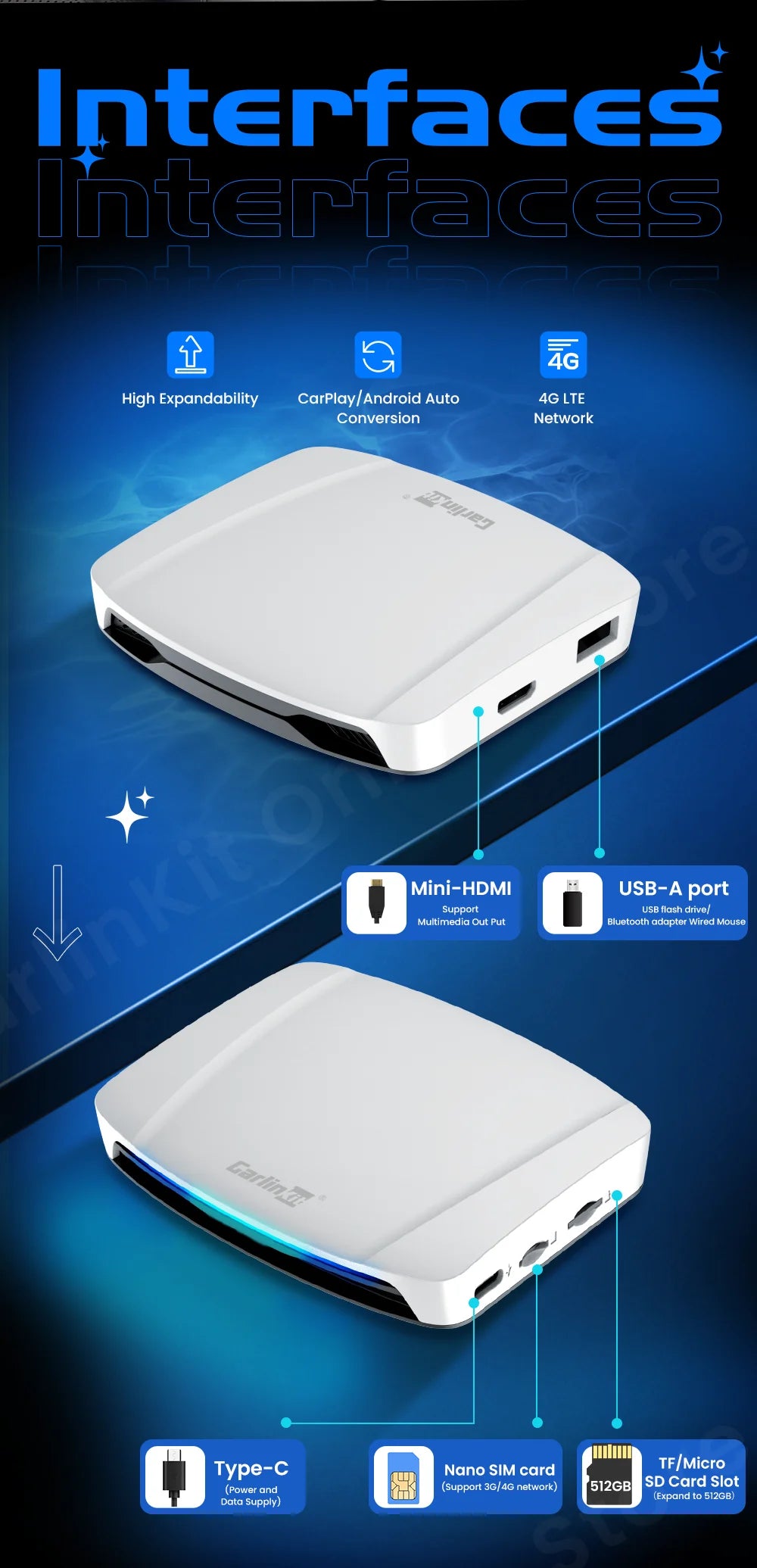 Carlinkit UHD Tv Box Android 13 Qualcomm SDM 660 8 Core Android Auto CarPlay Wireless Adapter Support Netfilx Youtube IPTV HDMI