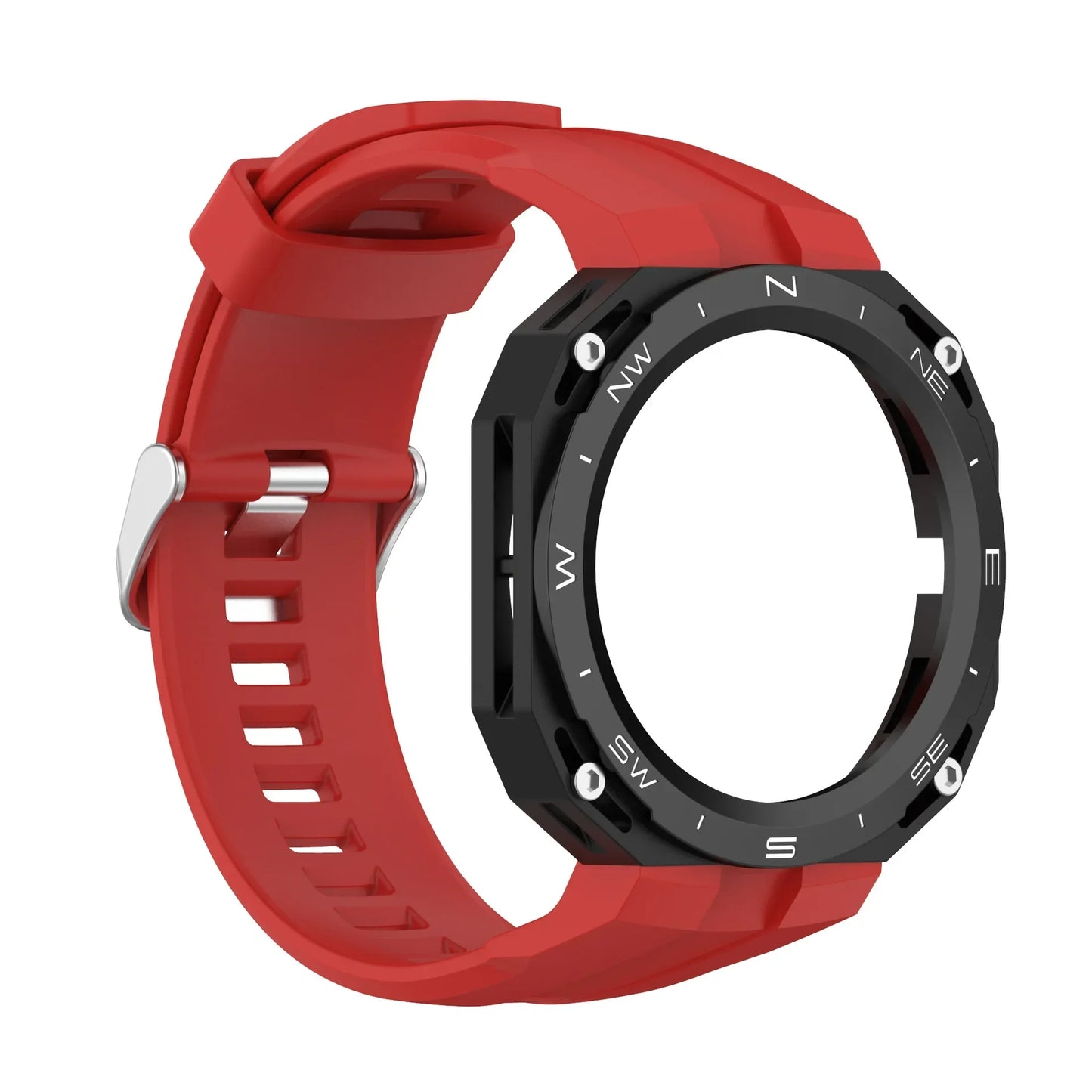 Silicone Compass Pattern Case+Strap for Huawei Watch GT Cyber Watch Bracelet Replacement Accessories Integrated Modification Kit