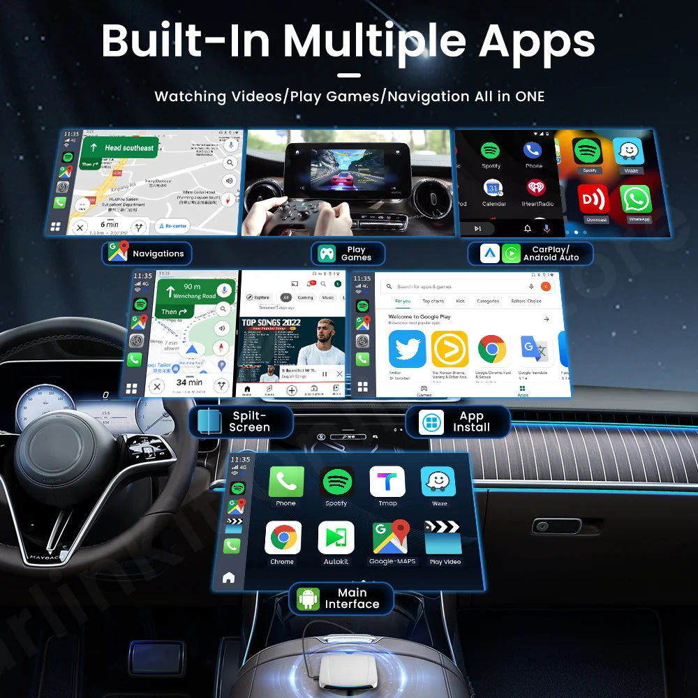 Carlinkit UHD Tv Box Android 13 Qualcomm SDM 660 8 Core Android Auto CarPlay Wireless Adapter Support Netfilx Youtube IPTV HDMI
