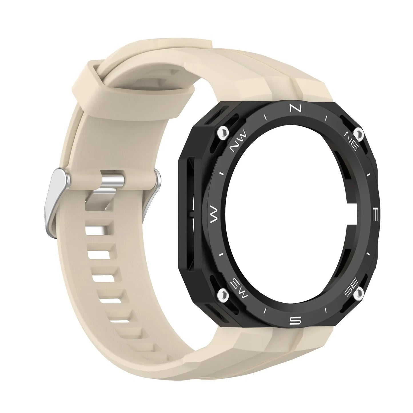 Silicone Compass Pattern Case+Strap for Huawei Watch GT Cyber Watch Bracelet Replacement Accessories Integrated Modification Kit