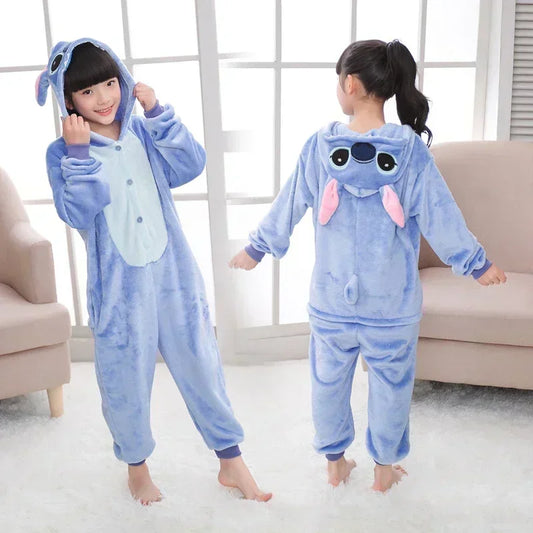 Disney Lilo Stitch Pajamas Children Cartoon Plush Kigurumi Onesies