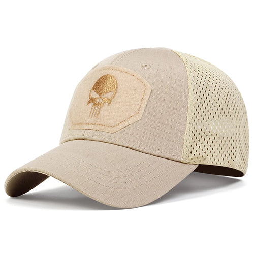 Unisex Skull Embroidered Top with Patch Breathable Baseball Caps
