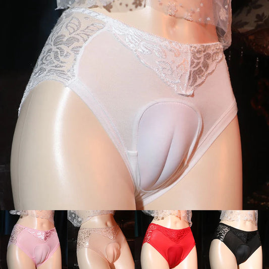 Mens Low Waist Unisex Sexy Lingerie Sissy Panties Lace Brief Sleepwear Underwear Knickers Crossdress Beachwear Elasticity Slips