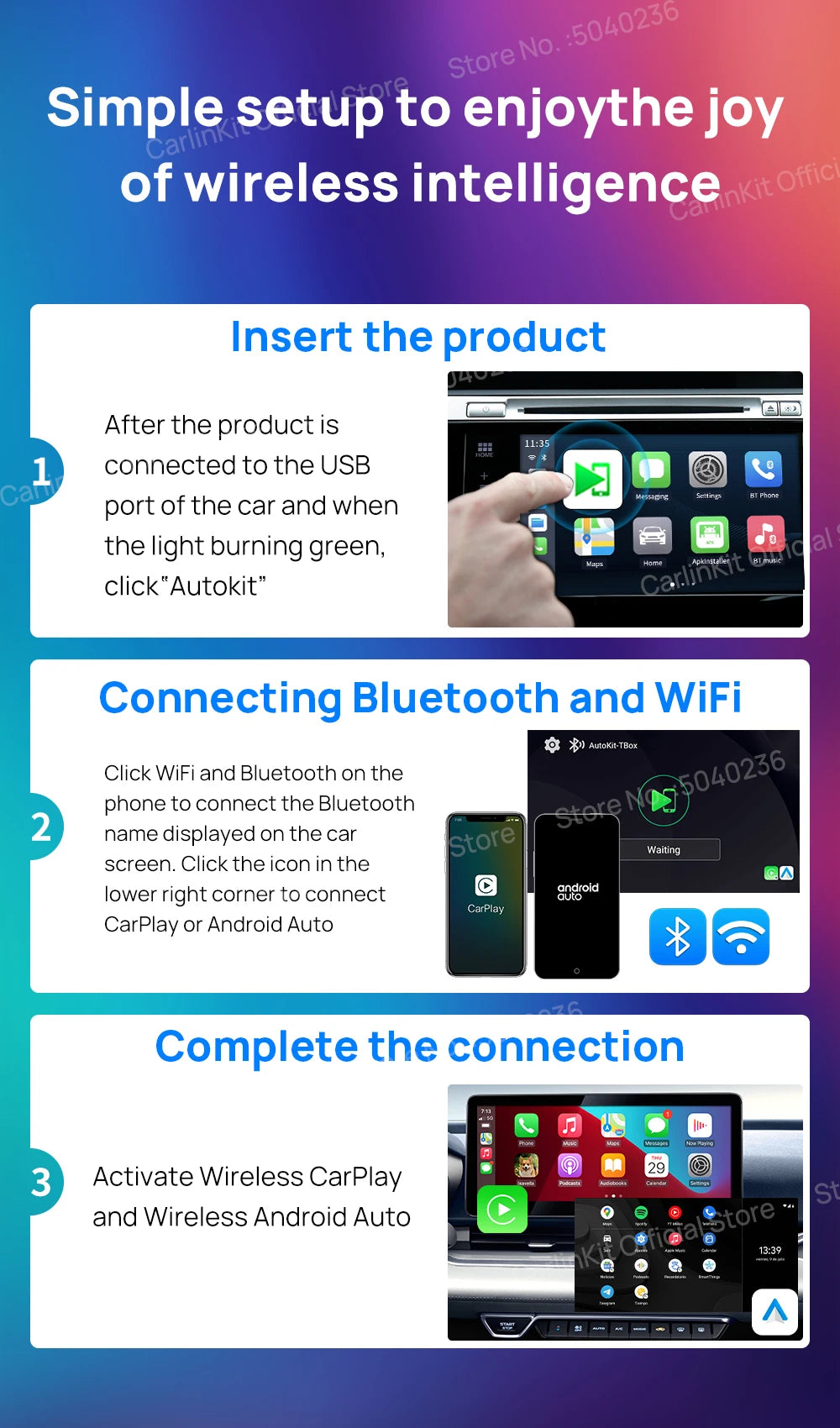 Carlinkit CarPlay Video Box LED Android 13 Wireless Android Auto SM6225 660 8-Core CarPlay Ai Box Support YouTube IPTV 512GB SD